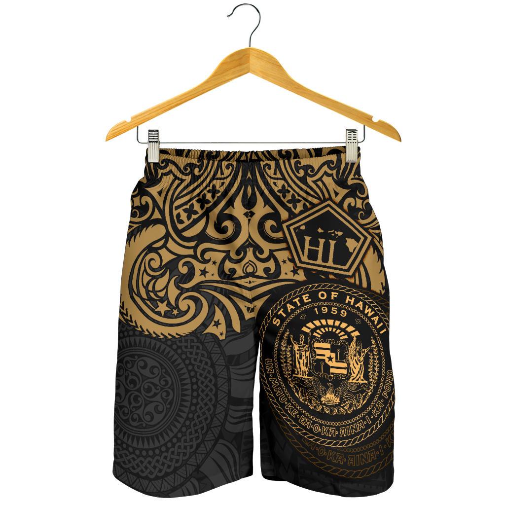 Hawaii Men's Shorts - Hawaii Seal Pride Style (Gold) - Polynesian Pride