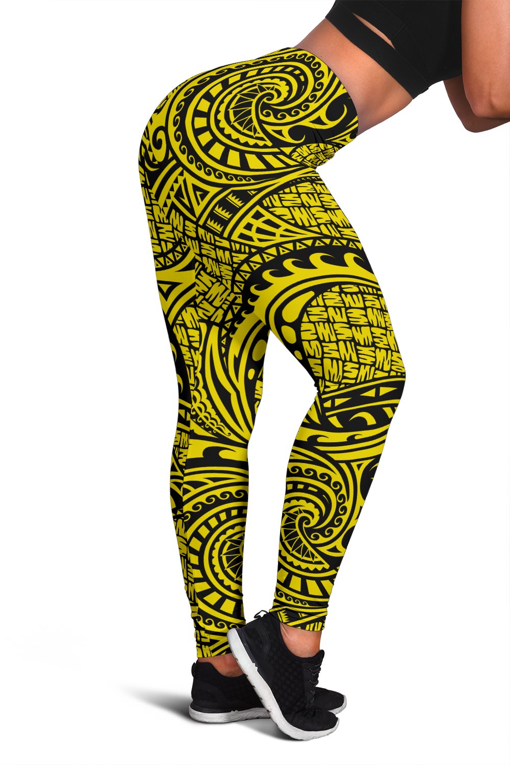 Polynesian Maori Lauhala Yellow Hawaii Women's Leggings AH Yellow - Polynesian Pride