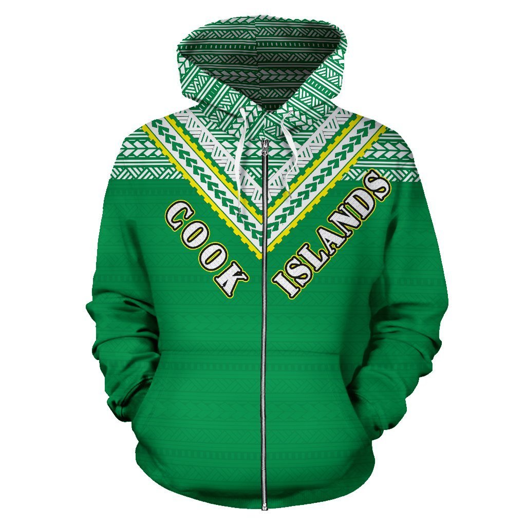 Cook Islands All Over Zip up Hoodie Polynesian Hoodie Style - Polynesian Pride