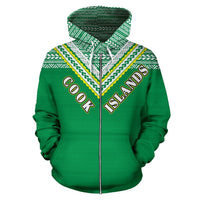 Cook Islands All Over Zip up Hoodie Polynesian Hoodie Style - Polynesian Pride