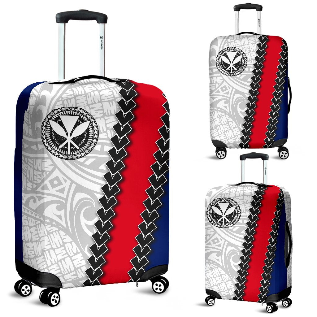 Hawaii Kakau Flag Polynesian Luggage Covers White - Polynesian Pride