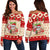 Hawaiian Christmas Off Shoulder Sweater - Special Version K5 Red - Polynesian Pride