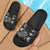 Guam Slide Sandals - Turtle Hibiscus Pattern Black Black - Polynesian Pride