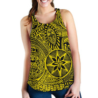 Polynesian Hawaiian Style Tribal Tattoo Yellow Women's Racerback Tank Top Yellow - Polynesian Pride