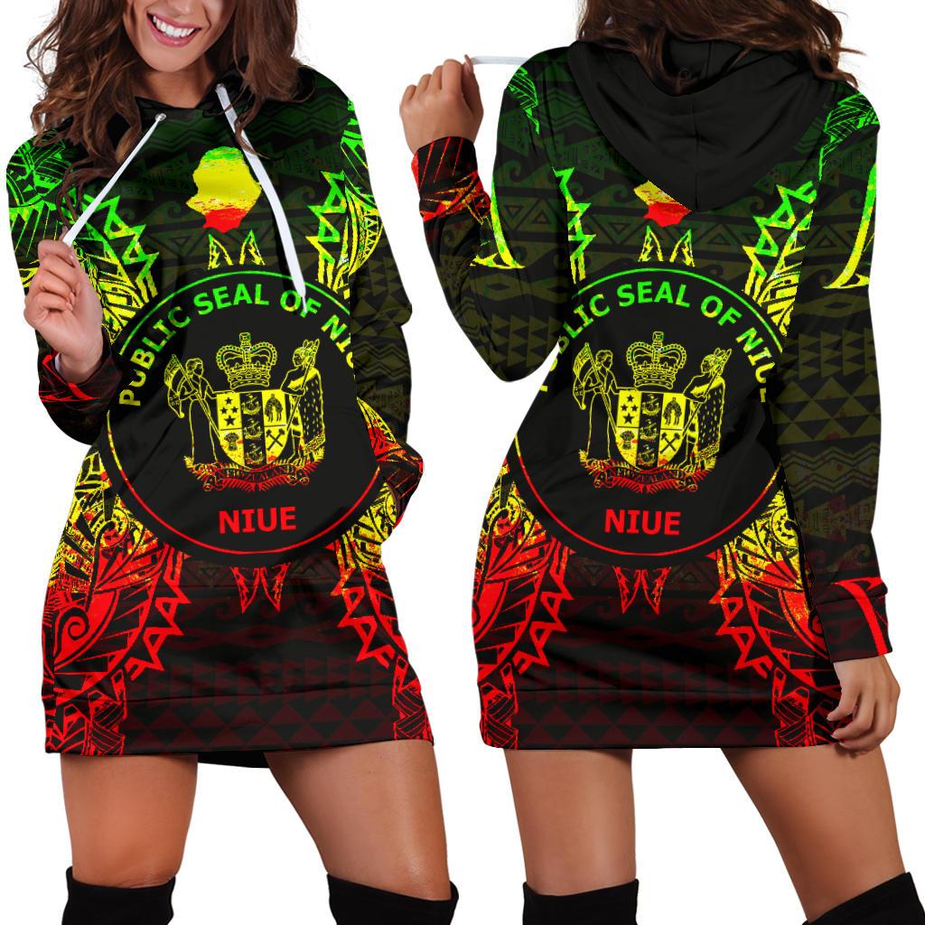 Niue Polynesian Hoodie Dress Map Reggae Reggae - Polynesian Pride