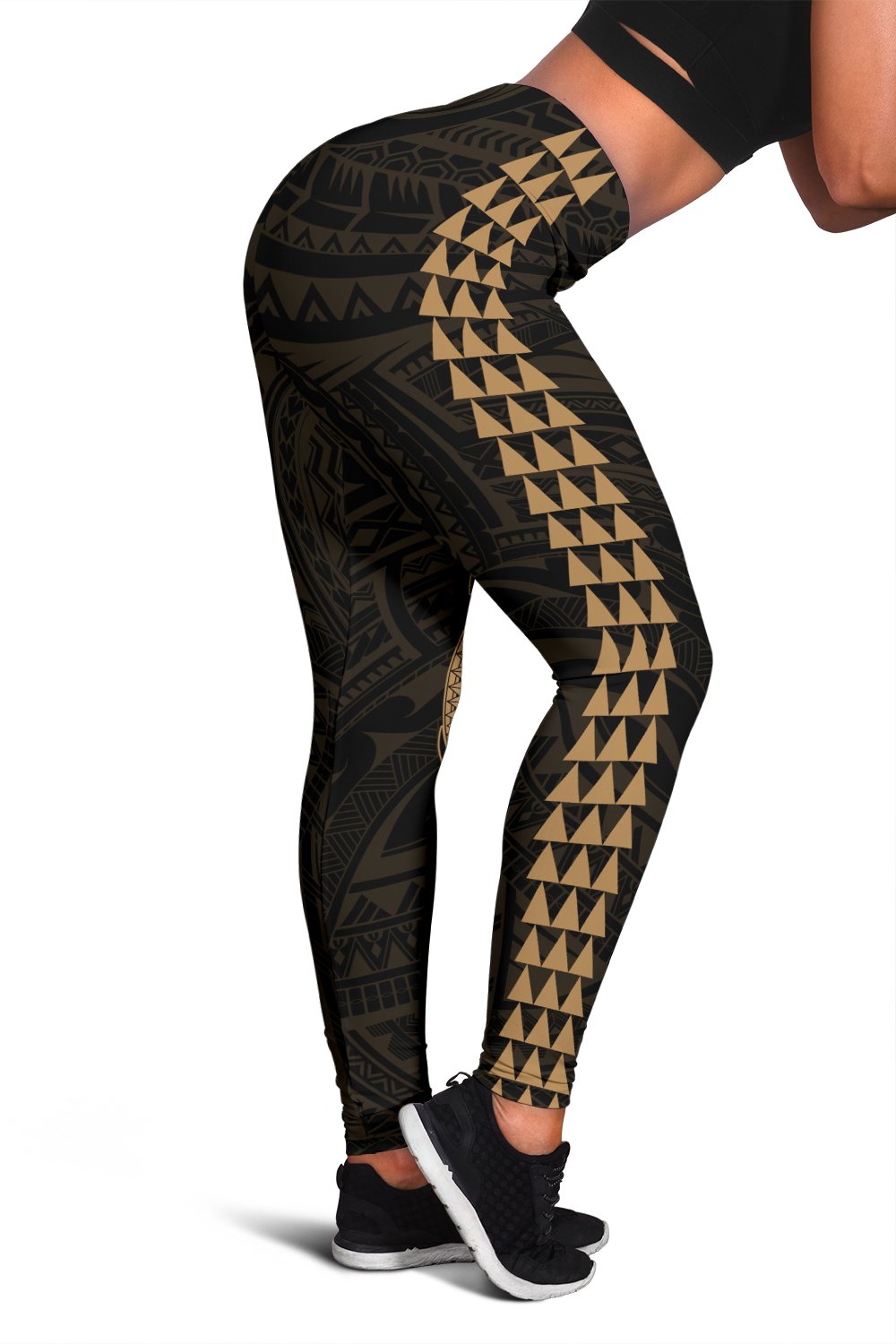 Hawaii Turtle Shark Polynesian Leggings - Gold Gold - Polynesian Pride