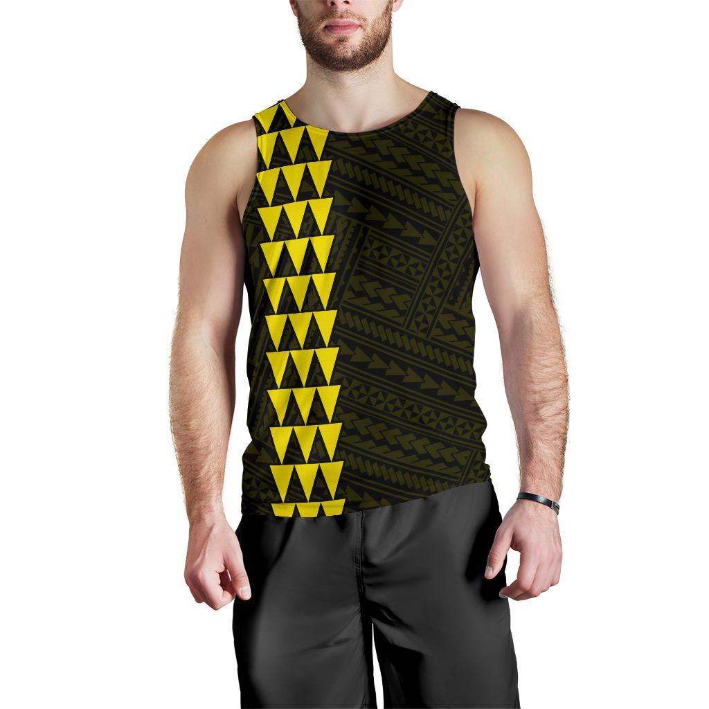 Hawaii Kakau Polynesian Anchor Map Men's Tank Top - Yellow - Polynesian Pride