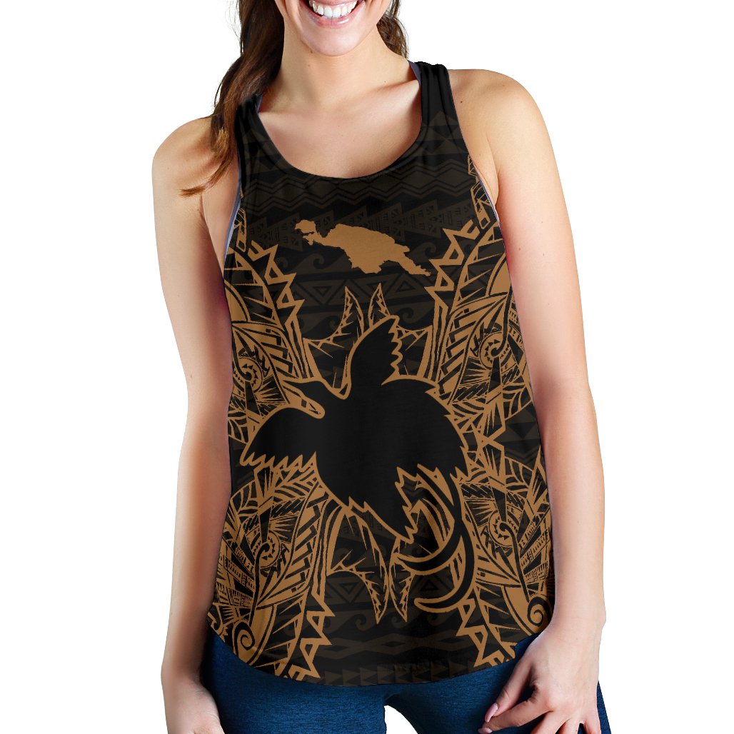 Papua New Guinea Polynesian Women Tank Top Map Gold Gold - Polynesian Pride