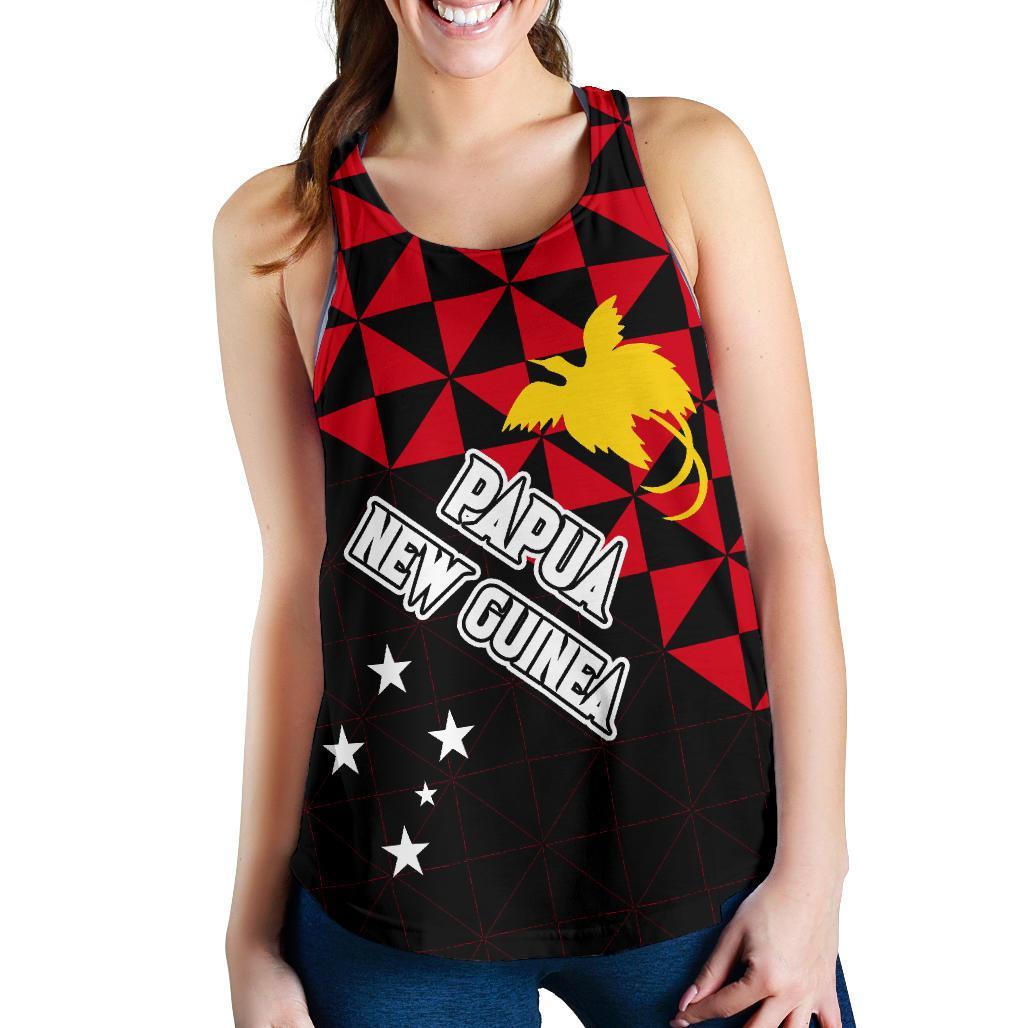 Papua New Guinea Polynesian Women's Racerback Tank Coat Of Arms Th5 Black - Polynesian Pride