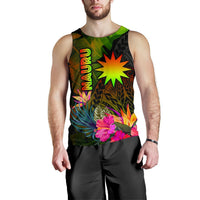 Nauru Polynesian Men's Tank Top - Hibiscus and Banana Leaves - Polynesian Pride