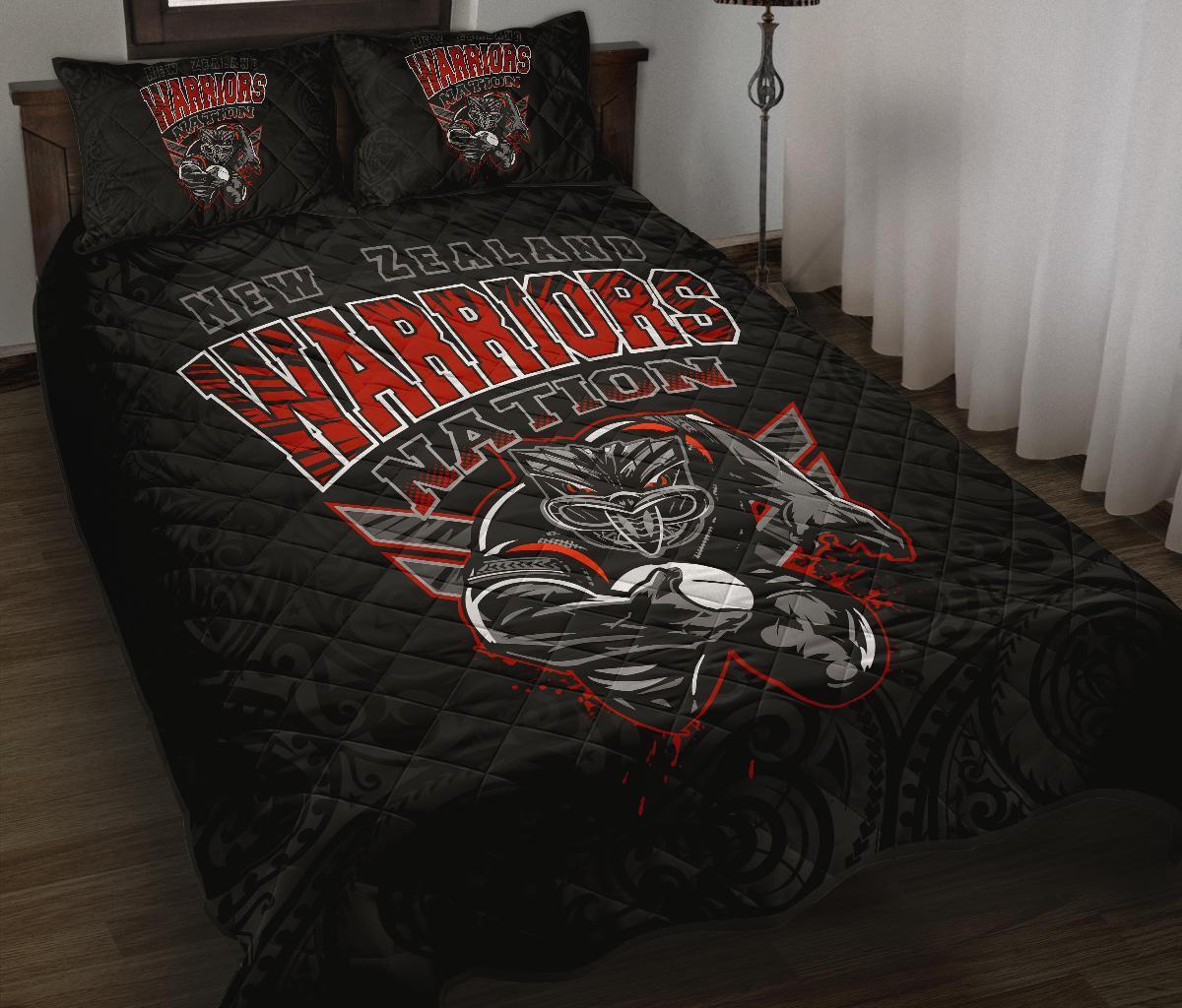 Quilt Bed Set Nz Maori Warriors Unique Black - Polynesian Pride