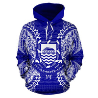 Tuvalu Polynesian ll Over Hoodie Map Blue - Polynesian Pride