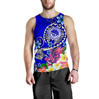 FSM Men's Tank Top - Turtle Plumeria (Blue) Blue - Polynesian Pride