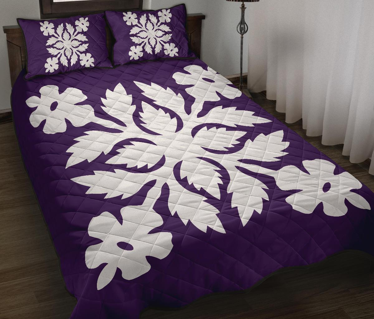 Hawaiian Quilt Bed Set Royal Pattern - Purple - B2 Style Art - Polynesian Pride