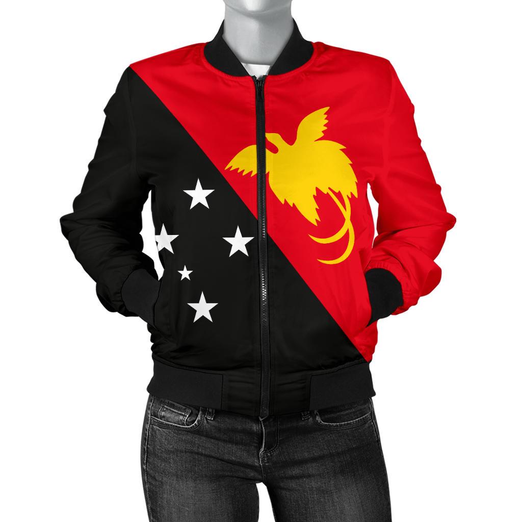 Papua New Guinea Flag Women's Bomber Jackets Red & Black - Polynesian Pride