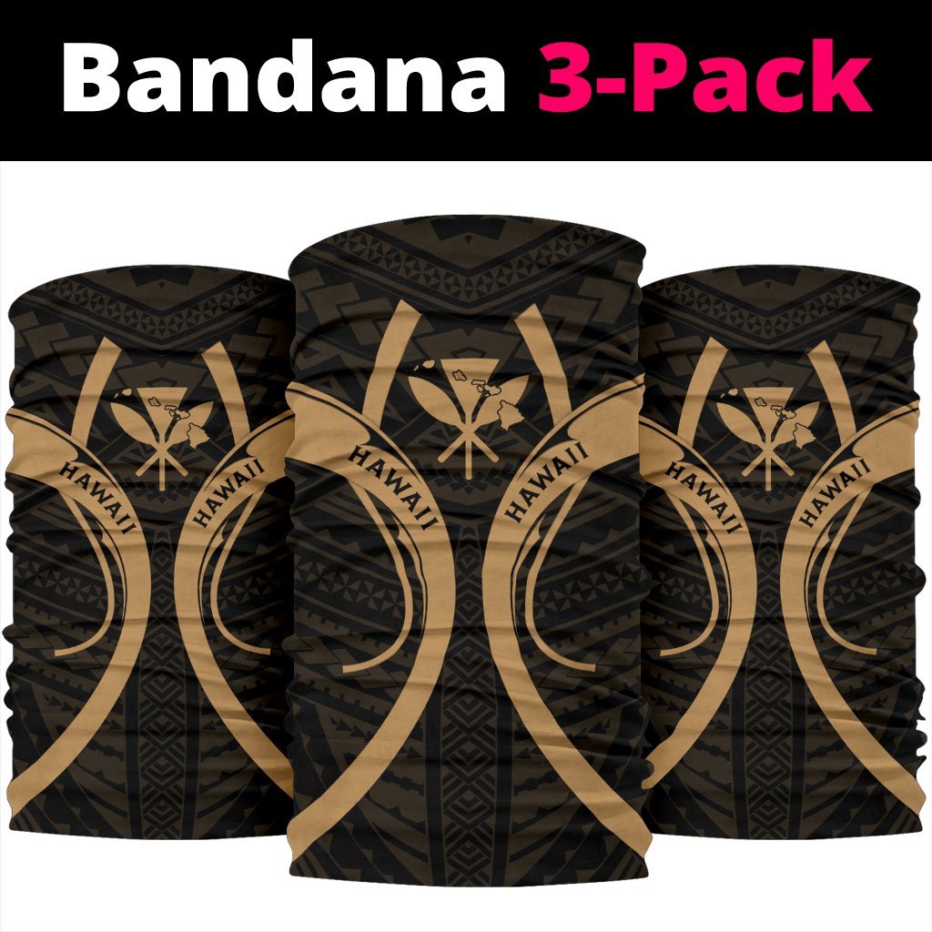 Hawaii Map Polynesian Kanaka Anchor Bandana 3 - Pack - Gold - Polynesian Pride