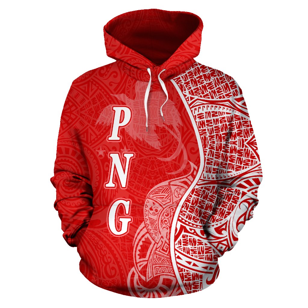 Papua New Guinea Polynesian Hoodie Coconut Tree Red nd White - Polynesian Pride