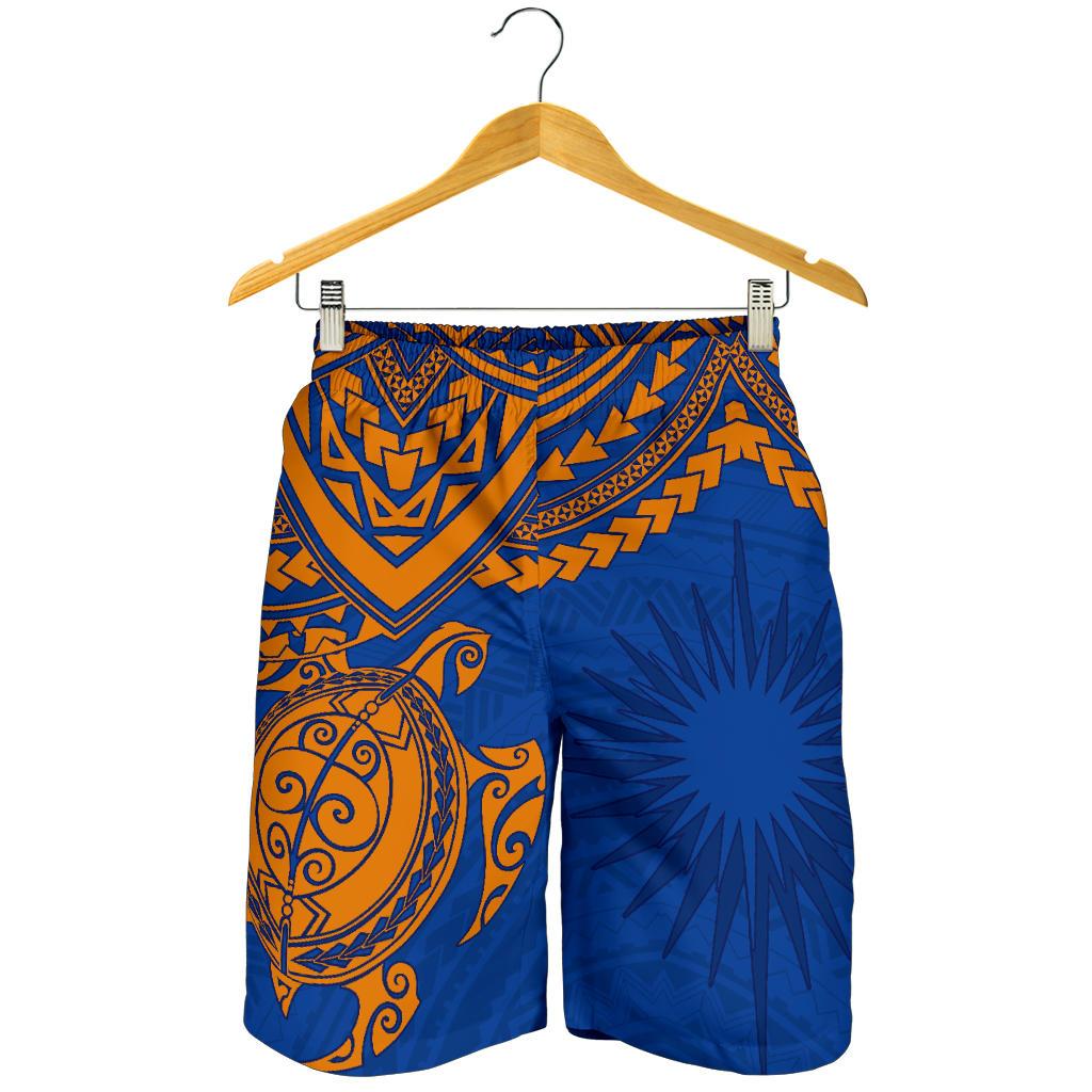 Marshall Islands Polynesian Shorts (Men) - Blue Turtle Blue - Polynesian Pride