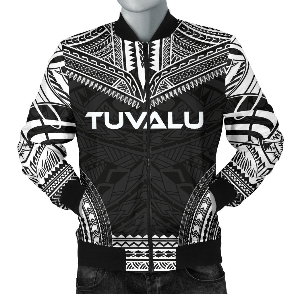 Tuvalu Polynesian Chief Men's Bomber Jacket - Black Version Black - Polynesian Pride