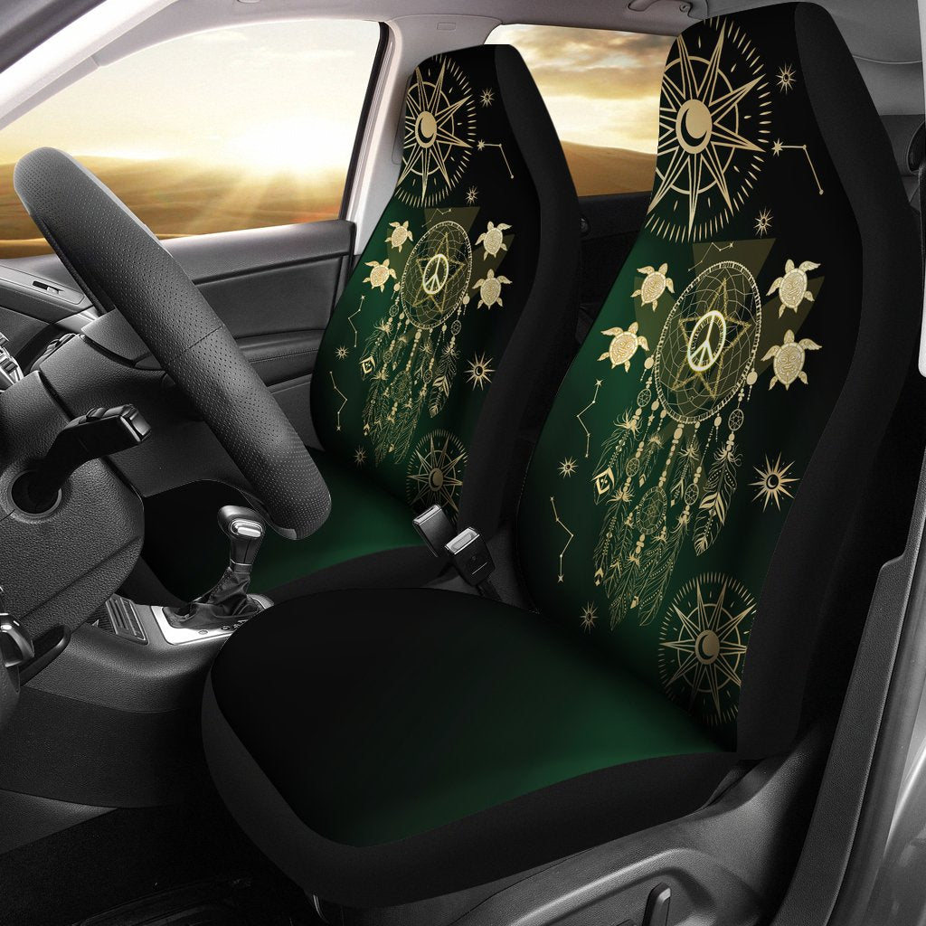 Hawaii Dream Catcher Hibiscus Plumeria Polynesian Turquoise - Car Seat Cover AH - Polynesian Pride