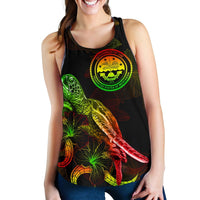 Federated States of Micronesia Polynesian Women Tank Top - Turtle With Blooming Hibiscus Reggae - Polynesian Pride