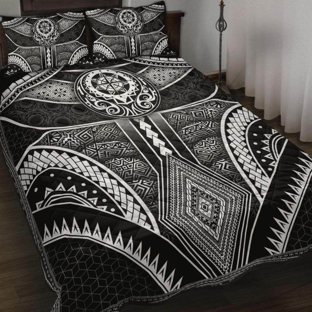 Polynesian Quilt Bed Set - Patterns Poly Unique Black - Polynesian Pride