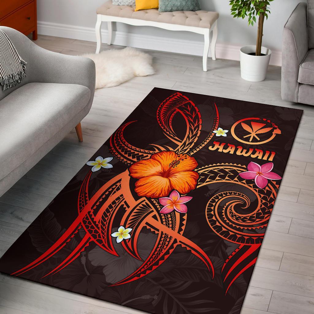 Polynesian Hawaii Area Rug - Legend of Kanaka Maoli (Red) Red - Polynesian Pride