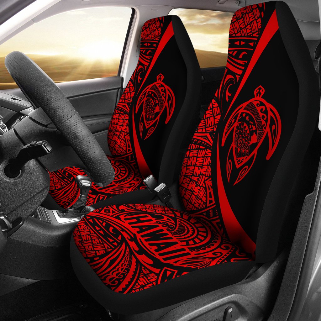 Hawaii Turtle Map Polynesian Car Seat Covers - Red - Circle Style - Polynesian Pride