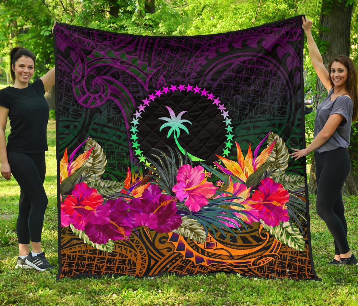 Chuuk Premium Quilt - Summer Hibiscus - Polynesian Pride
