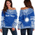 Marshall Islands Polynesian Chief Custom Personalised Women's Off Shoulder Sweater - Flag Version Blue - Polynesian Pride