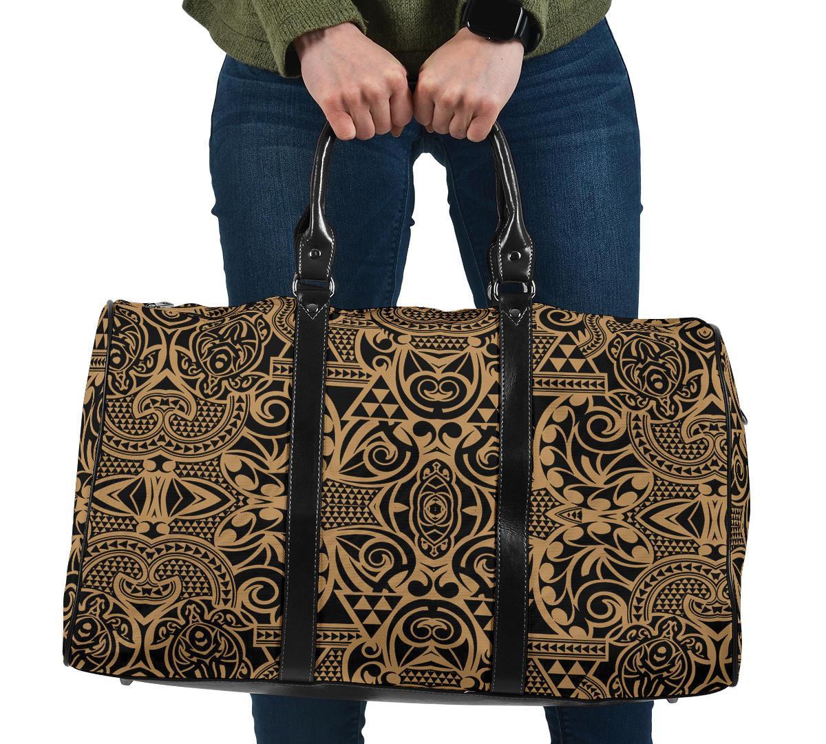 Polynesian Kakau Turtle Gold Hawaii Travel Bag Travel Bag One size Gold - Polynesian Pride