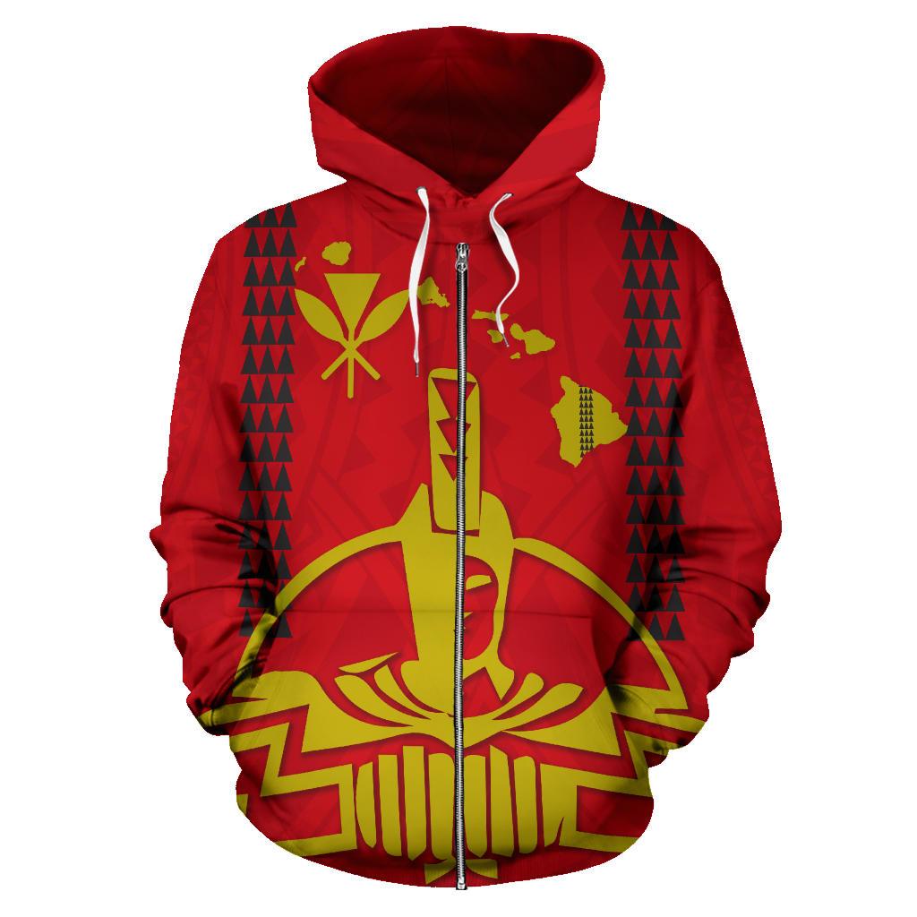 Hawaii King All Over Zip up Hoodie - Polynesian Pride