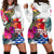 Tahiti Women's Hoodie Dress Polynesian Hibiscus White Pattern - Polynesian Pride