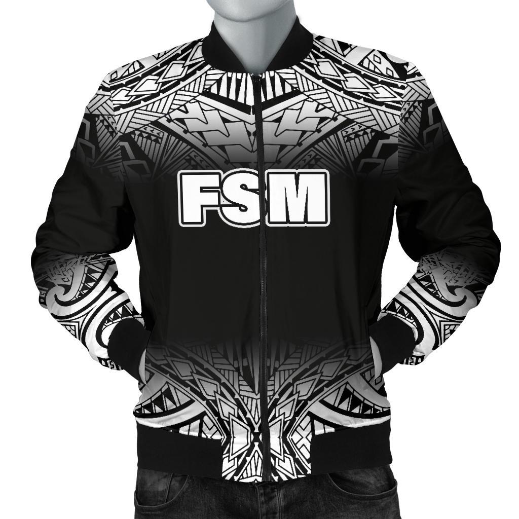 Federated States Of Micronesia Men's Bomber Jacket - Fog Black Style Black - Polynesian Pride