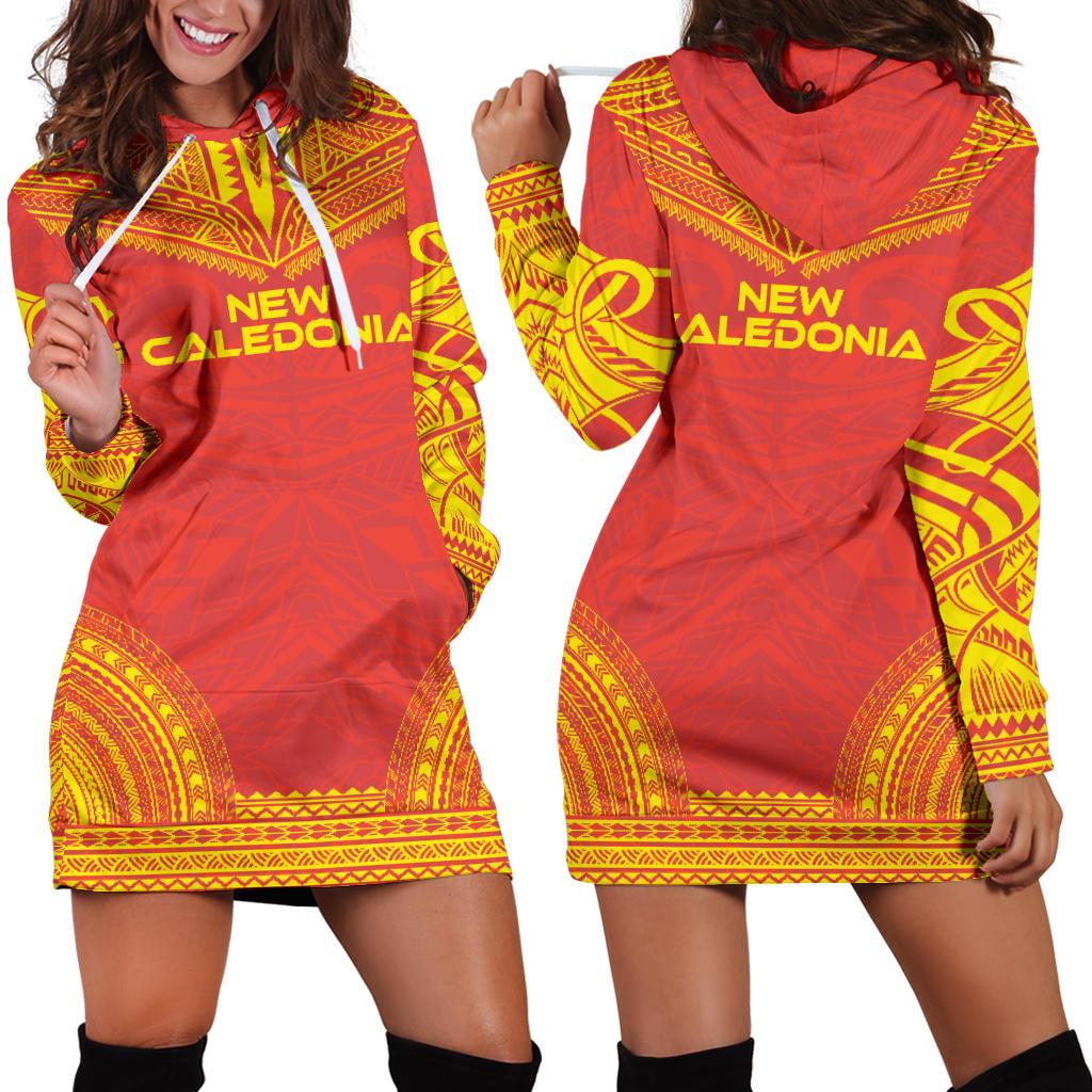 New Caledonia Women's Hoodie Dress - Polynesian Flag Chief Red - Polynesian Pride