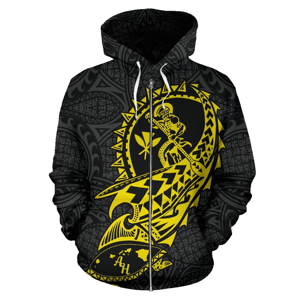 Polynesian Suffer Kanaka Warrior Hawaii Zip Hoodie Yellow - Polynesian Pride