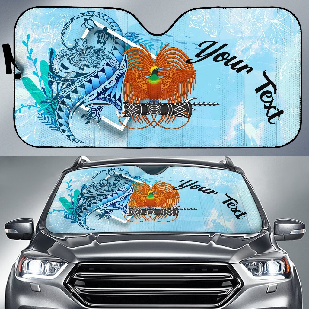 Papua New Guinea Auto Sun Shades - Custom Personalised Polynesian Turtle Under The Sea Auto Sun Shade - Papua New Guinea Universal Fit Blue - Polynesian Pride