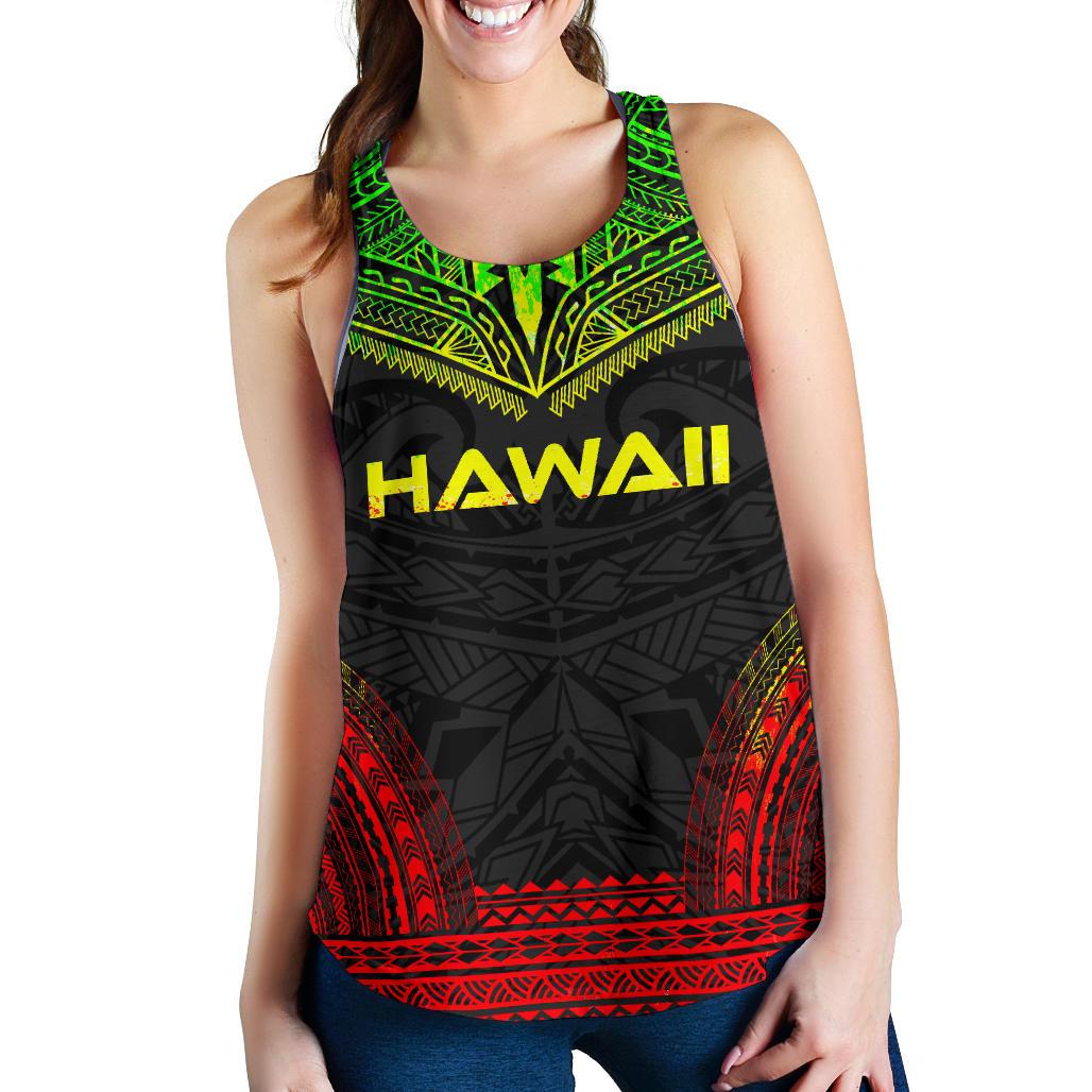 Hawaii Women's Racerback Tank - Polynesian Chief Reggae Version Art - Polynesian Pride