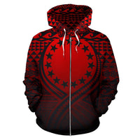 Cook Islands All Over Zip up Hoodie Lift up Red - Polynesian Pride