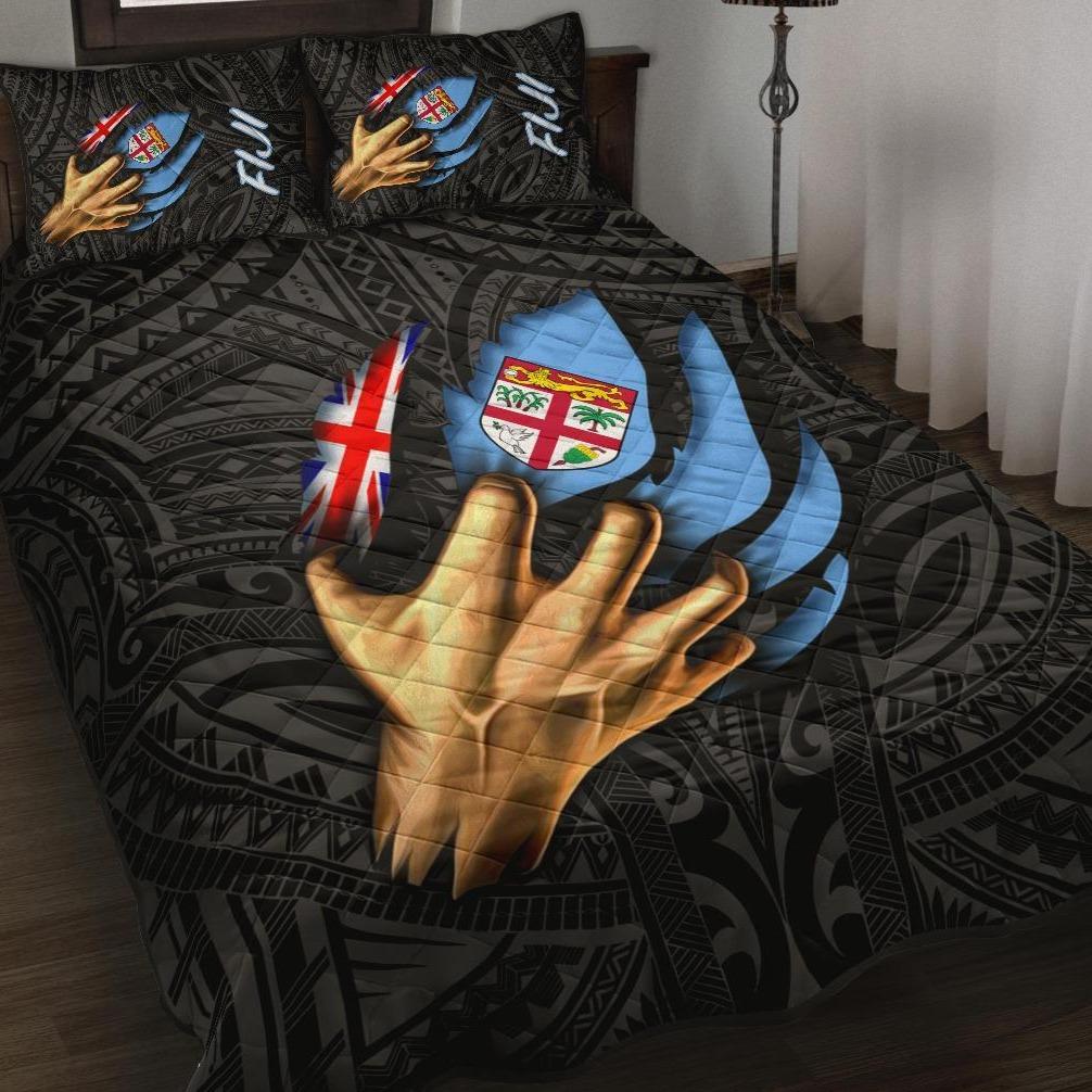 Fiji Personalised Quilt Bed Set - Fiji In Me (Black) Black - Polynesian Pride