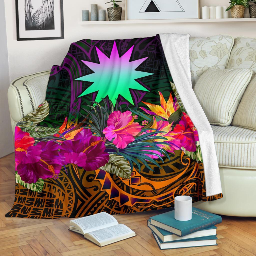 Nauru Premium Blanket - Summer Hibiscus White - Polynesian Pride