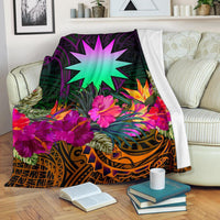 Nauru Premium Blanket - Summer Hibiscus White - Polynesian Pride