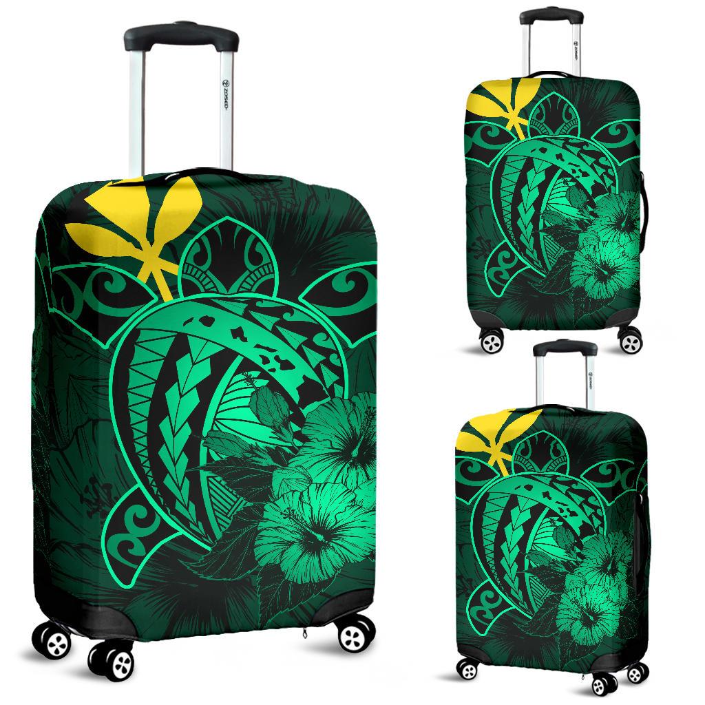 Hawaii Hibiscus Luggage Cover - Harold Turtle - Pastel Green Green - Polynesian Pride