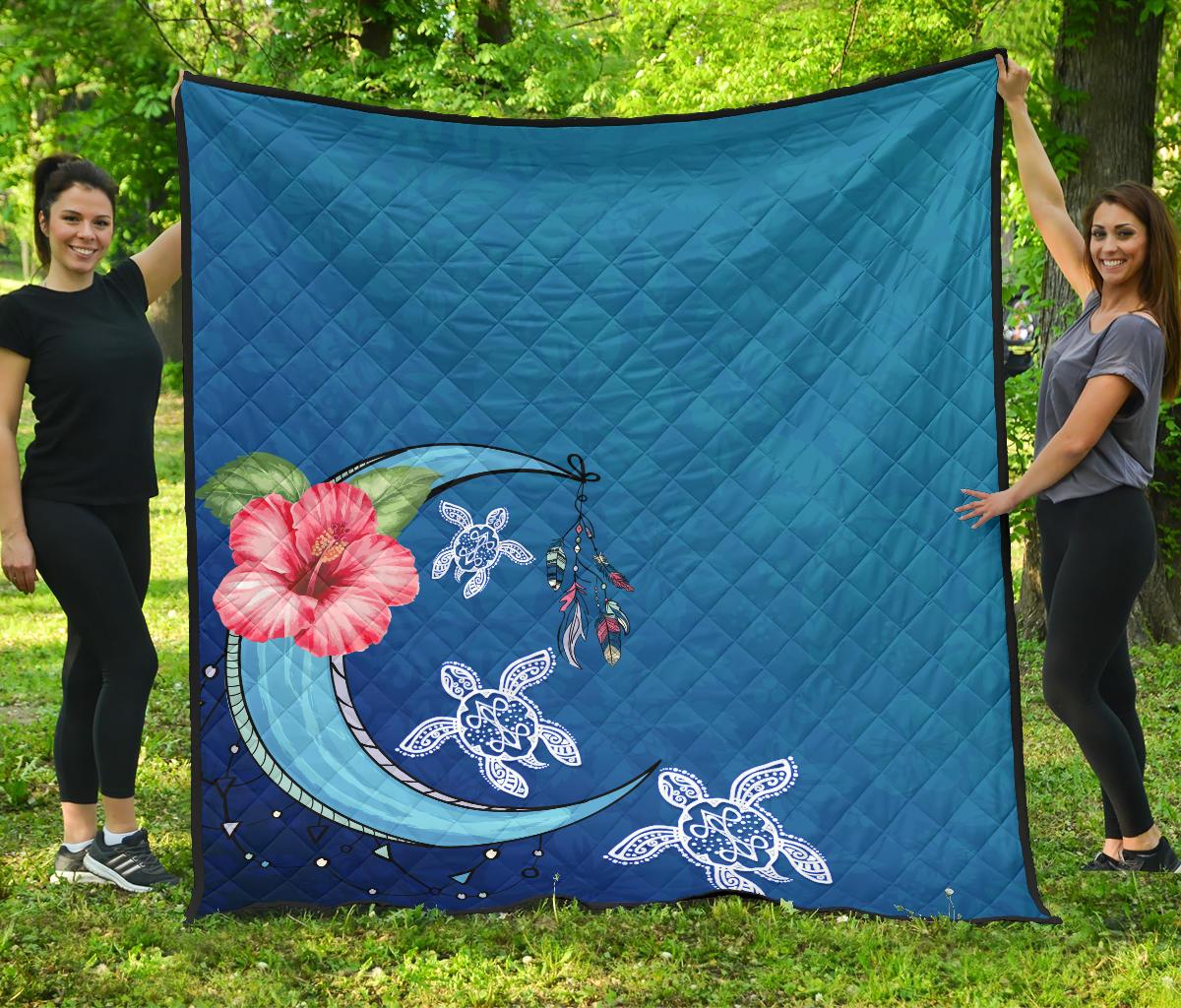 Hawaii Blue Moon Premium Quilt Blue - Polynesian Pride