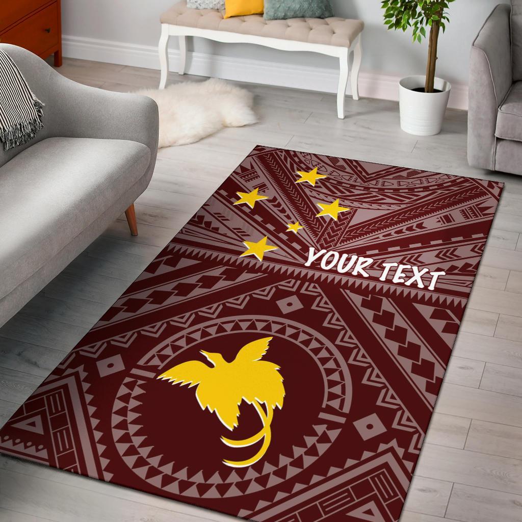 Papua New Guinea Personalised Area Rug - Flag With Polynesian Patterns (Red) Red - Polynesian Pride