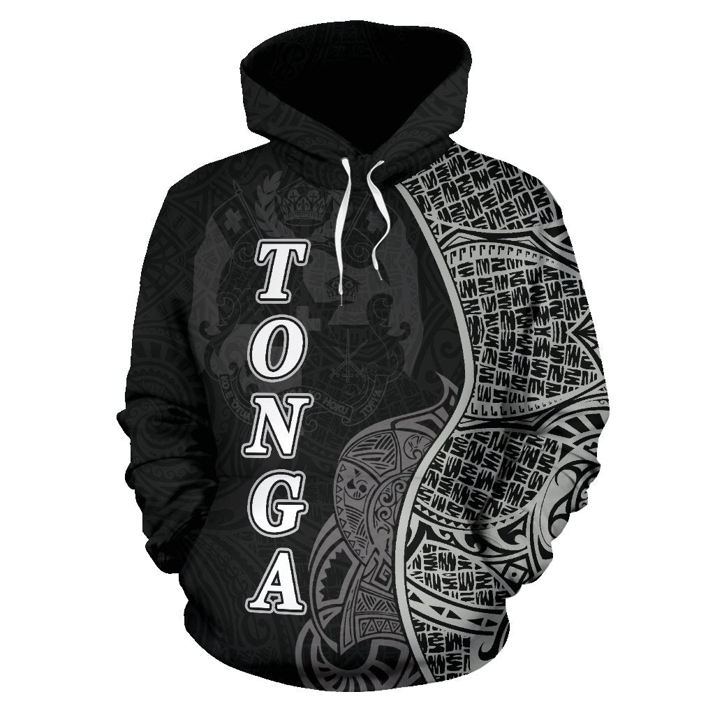 Tonga Polynesian Hoodie Coconut Tree Black - Polynesian Pride