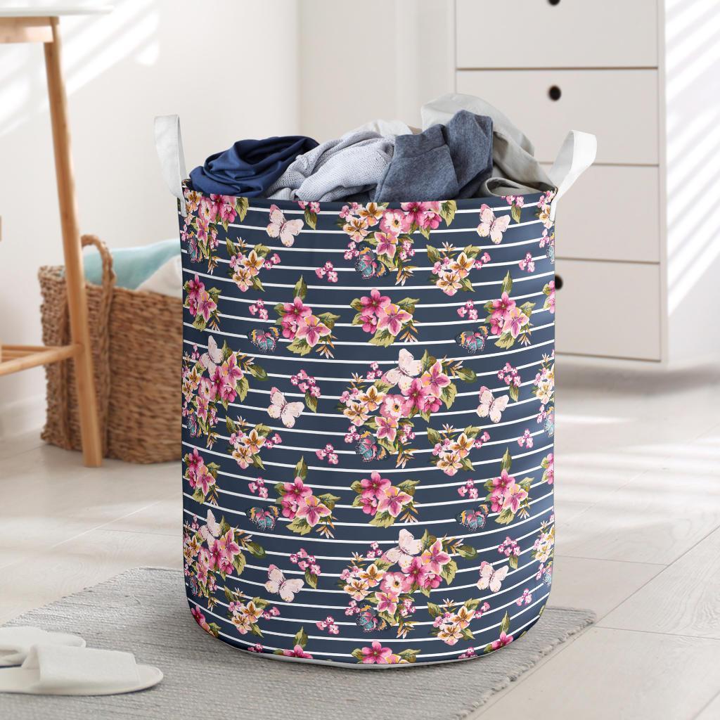 Tropical Butterfly Pink Hawaii Laundry Basket Laundry Basket One Size Pink - Polynesian Pride
