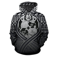 Tonga All Over Hoodie Lift up Black - Polynesian Pride