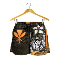 Polynesian Hawaii Women Shorts Gold - Turtle with Hook - Polynesian Pride