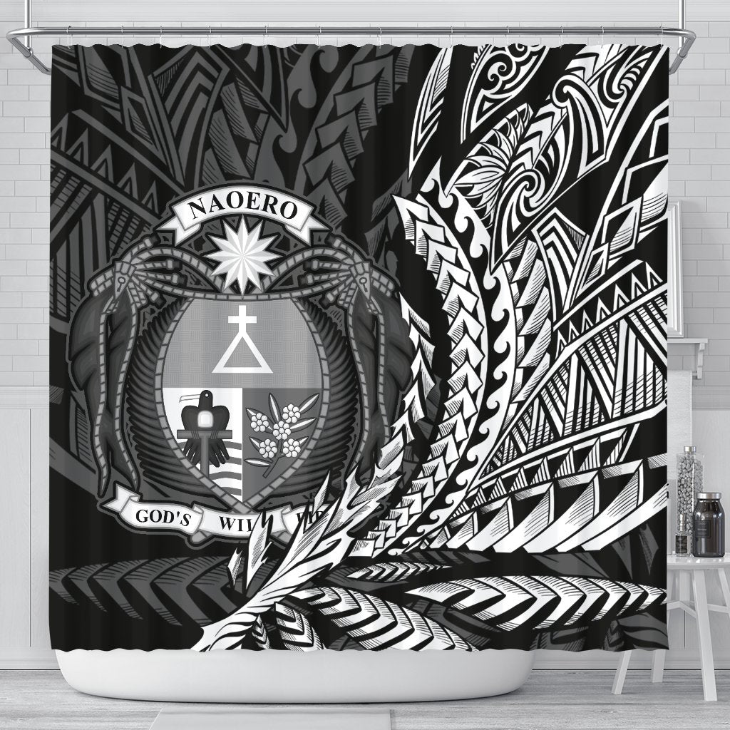 Nauru Shower Curtains - Wings Style 177 x 172 (cm) Black - Polynesian Pride